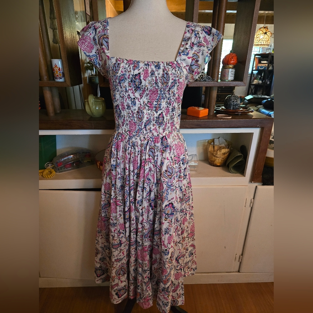 Caroline Constas Floral Pink and White Women's Maxi Dress NWT Small